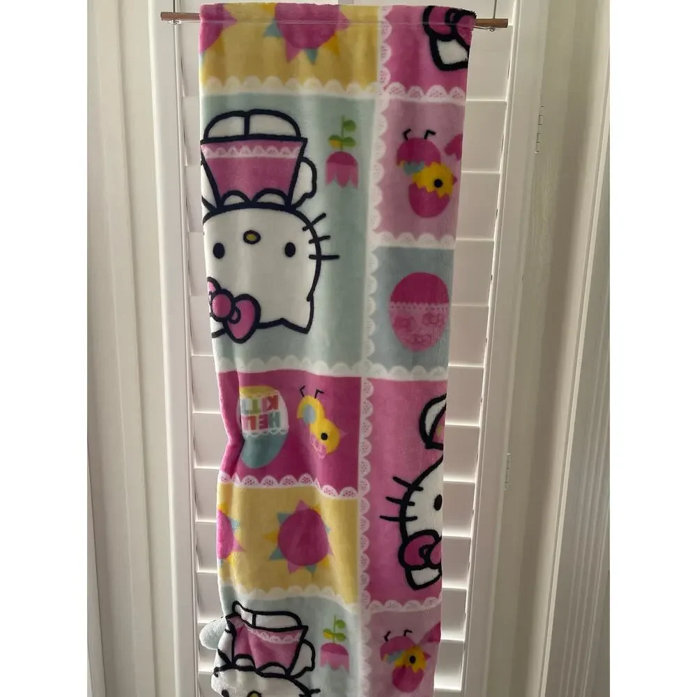 Hello Kitty Pink Silk Touch Throw Blanket 50 x 70 Super Soft Plush NEW Stamps